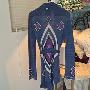 Billabong Geometric Blue and Pink Cardigan
